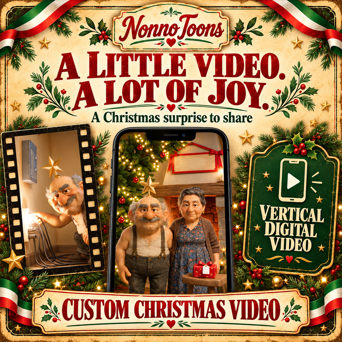 Personalized Christmas Video Card from Nonno Enzo & Nonna Rosa from NonnoToons